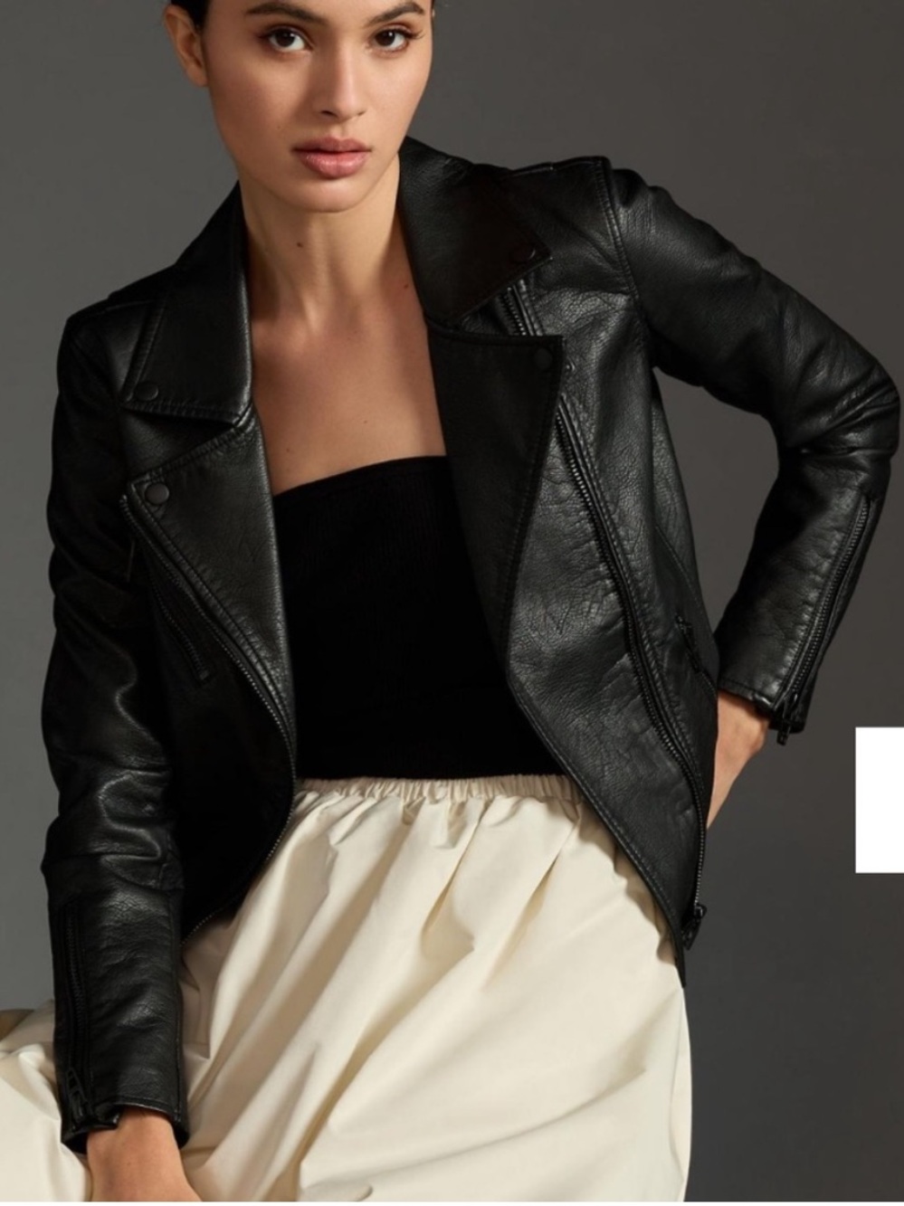 Anthropologie BLANKNYC black faux leather her moto jacket size XS medium